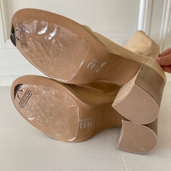Free People Elle Block Heel Leather Boots In Natural Cane Sz 39 - Picture 9 of 12